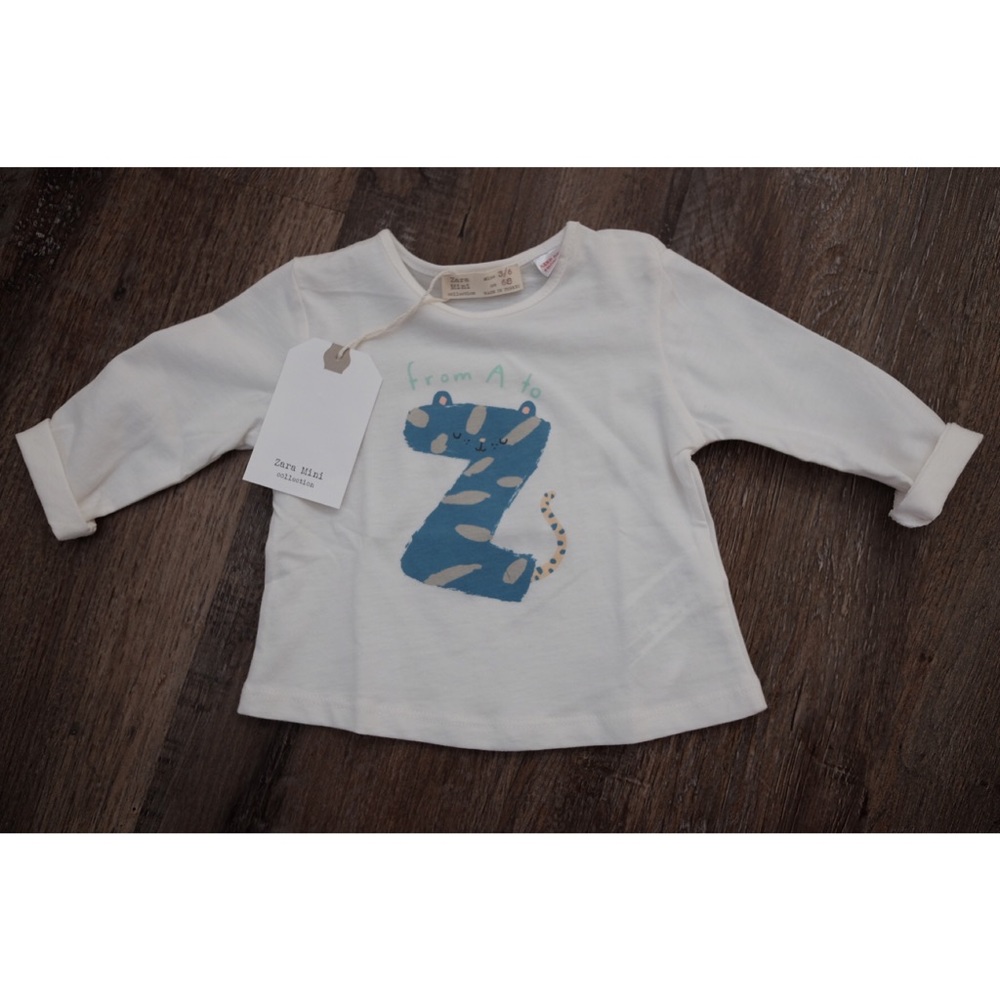 Zara mini “from A to Z” long sleeve shirt